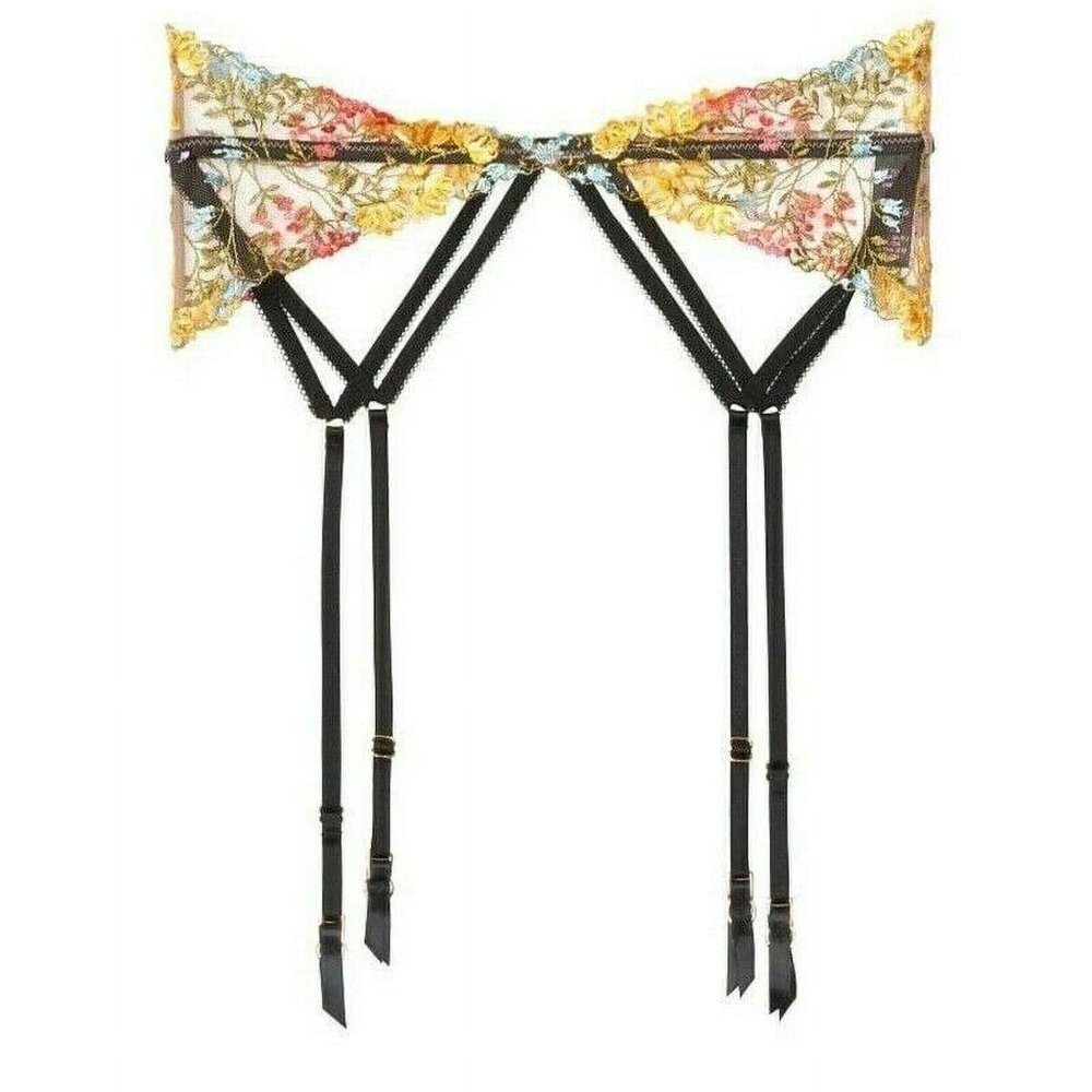 Victoria's Secret Dream Angels Floral Embroidered Garter Belt Multi Colors M/L